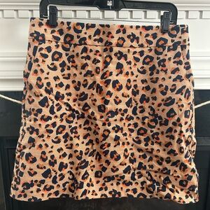 LOFT Tan and Navy Patterned Fabric